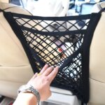 3-schicht-Auto-Lagerung-Net-Tasche-Zwischen-Sitze-Auto-Teiler-Pet-Barrier-Dehnbare-Elastische-Mesh-Tasche